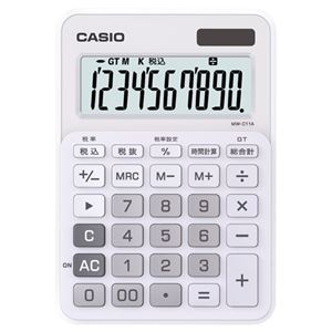 (まとめ) カシオ CASIO カラフル電卓 10桁 ミニジャストタイプ ピュアホワイト MW-C11A-WE-N 1台 【×5セット】 商品画像