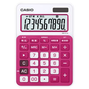 （まとめ） カシオ CASIO カラフル電卓 10桁 ミニジャストタイプ ルージュピンク MW-C11A-RD-N 1台 【×5セット】 - 拡大画像