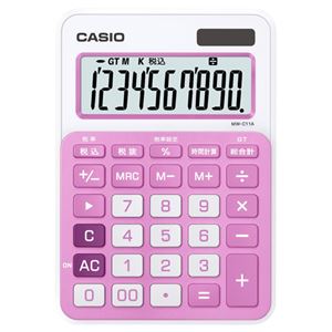 (まとめ) カシオ CASIO カラフル電卓 10桁 ミニジャストタイプ ベイビーピンク MW-C11A-PK-N 1台 【×5セット】 商品画像