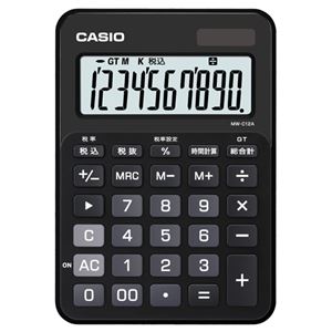 (まとめ) カシオ CASIO カラフル電卓 10桁 ミニジャストタイプ スマートブラック MW-C12A-BK-N 1台 【×5セット】 商品画像