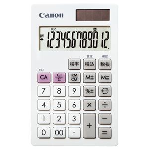 （まとめ） キヤノン Canon 電卓 LS-12T 12桁 手帳サイズ ホワイト 7427B002 1台 【×5セット】 - 拡大画像