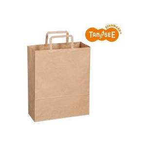 (まとめ)TANOSEE 手提袋 平紐 茶無地・小 30枚入×10パック 商品画像
