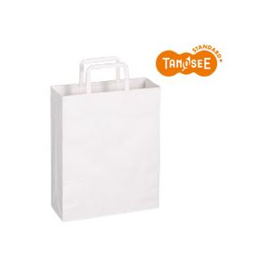 (まとめ)TANOSEE 手提袋 平紐 白無地・小 30枚入×10パック 商品画像