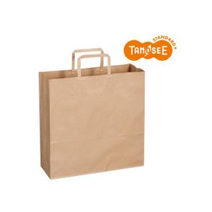 (まとめ)TANOSEE 手提袋 平紐 茶無地・中 30枚入×10パック 商品画像