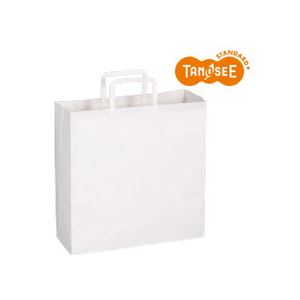 (まとめ)TANOSEE 手提袋 平紐 白無地・中 30枚入×10パック 商品画像