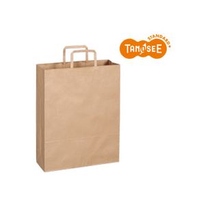 (まとめ)TANOSEE 手提袋 平紐 茶無地・大 30枚入×10パック 商品画像