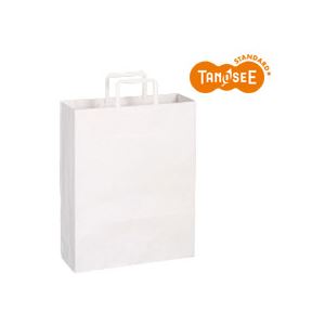 (まとめ)TANOSEE 手提袋 平紐 白無地・大 30枚入×10パック 商品画像