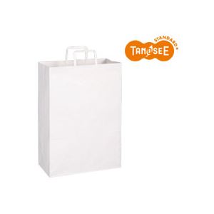 （まとめ）TANOSEE 手提袋 平紐 白無地・特大 30枚入×10パック - 拡大画像