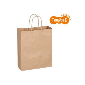 (まとめ)TANOSEE 手提袋 丸紐 茶無地・小 50枚入×6パック 商品画像