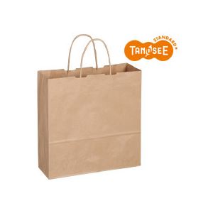 (まとめ)TANOSEE 手提袋 丸紐 茶無地・中 50枚入×6パック 商品画像