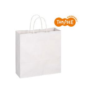 （まとめ）TANOSEE 手提袋 丸紐 白無地・中 50枚入×6パック - 拡大画像