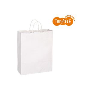（まとめ）TANOSEE 手提袋 丸紐 白無地・大 50枚入×6パック - 拡大画像