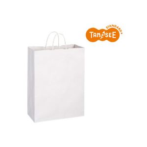 （まとめ）TANOSEE 手提袋 丸紐 白無地・特大 50枚入×6パック - 拡大画像