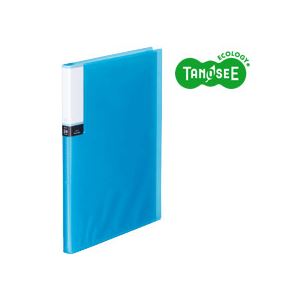 （まとめ）TANOSEE クリアブック（透明表紙） A4タテ 24ポケット ブルー 40冊 - 拡大画像