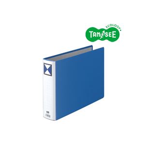 （まとめ）TANOSEE 両開きパイプ式ファイル A4ヨコ 50mmとじ 青 10冊 - 拡大画像