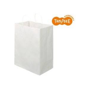 (まとめ)TANOSEE 手提袋マチ広タイプ 丸紐 白無地・大 30枚入×10パック 商品画像