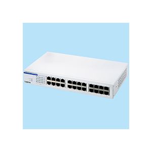 （まとめ）24ポート 100BASE-TX対応スイッチングハブ 電源内蔵 メタル筐体／ホワイト×3台