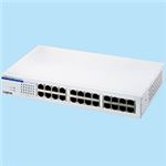 （まとめ）24ポート 100BASE-TX対応スイッチングハブ 電源内蔵 メタル筐体／ホワイト×3台