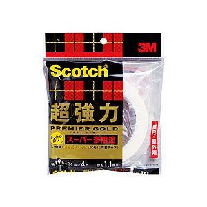 （まとめ）スコッチ 超強力両面テープ プレミアゴールド （スーパー多用途）19mm×4m 10巻 b04