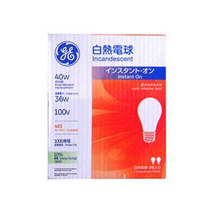 （まとめ） GE 白熱電球 40W形 E26口金 LW100V36WGE2PK 1セット（24個：2個×12パック） 【×2セット】