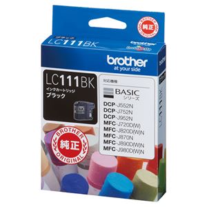 （まとめ） ブラザー BROTHER インクカートリッジ 黒 LC111BK 1個 【×4セット】 - 拡大画像