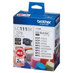 （まとめ） ブラザー BROTHER インクカートリッジ お徳用 黒 LC111BK-2PK 1箱（2個） 【×3セット】