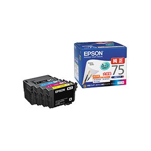 （まとめ） エプソン EPSON インクカートリッジ 大容量4色パック IC4CL75 1箱（4個：各色1個） 【×3セット】 - 拡大画像