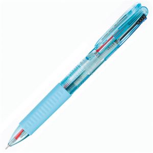 （まとめ） TANOSEE ノック式ゲルインク3色ボールペン （軸色 ブルー） 1セット（10本） 【×2セット】 - 拡大画像