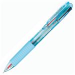 （まとめ） TANOSEE ノック式ゲルインク3色ボールペン （軸色 ブルー） 1セット（10本） 【×2セット】