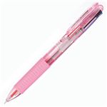 （まとめ）ノック式ゲルインク3色ボールペン 0.5mm ピンク軸×10本