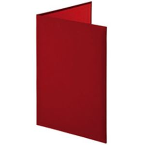 （まとめ）証書ファイル 布クロス 二つ折り 透明コーナー貼り付けタイプ A4 赤 1冊 - 拡大画像