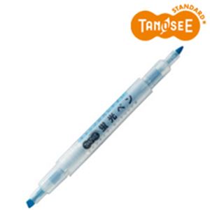 （まとめ）TANOSEE キャップが外しやすい蛍光ペン ツイン 青×10本 - 拡大画像