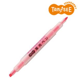 （まとめ）TANOSEE キャップが外しやすい蛍光ペン ツイン ピンク×10本 - 拡大画像
