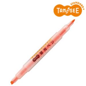（まとめ）TANOSEE キャップが外しやすい蛍光ペン ツイン オレンジ×10本 - 拡大画像