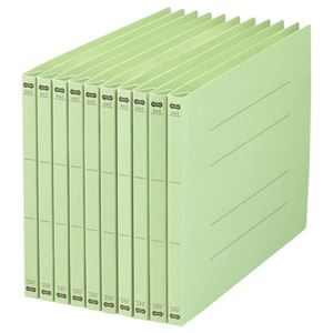 （まとめ） TANOSEE フラットファイル（NS） A4ヨコ 150枚収容 背幅18mm 緑 1パック（10冊） 【×10セット】 - 拡大画像