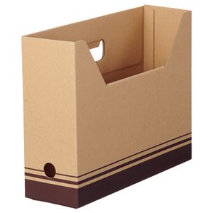 （まとめ） TANOSEE ボックスファイル A4ヨコ 背幅100mm ブラウン 1パック（5冊） 【×10セット】 - 拡大画像