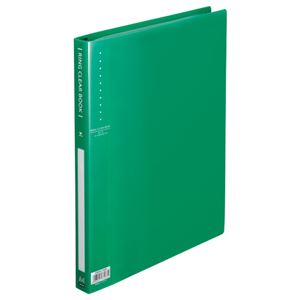 （まとめ） TANOSEE リングクリヤーブック（クリアブック） A4タテ 30穴 10ポケット付属 背幅25mm グリーン 1冊 【×10セット】 - 拡大画像