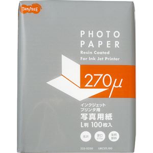 （まとめ） TANOSEE インクジェットプリンター用 写真用紙 厚口 L判 1冊（100枚） 【×5セット】 - 拡大画像