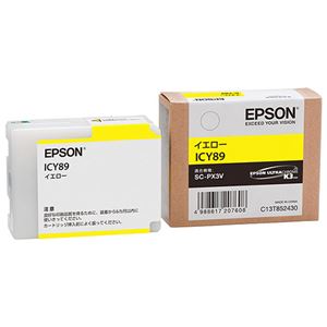 （まとめ） エプソン EPSON インクカートリッジ イエロー ICY89 1個 【×3セット】