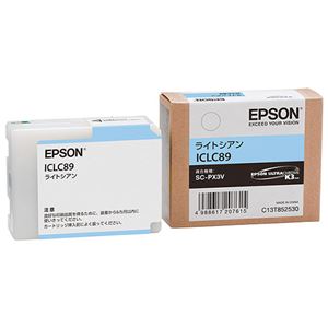 （まとめ） エプソン EPSON インクカートリッジ ライトシアン ICLC89 1個 【×3セット】 - 拡大画像
