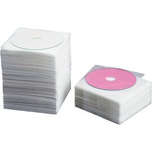 （まとめ） TANOSEE CD・DVD不織布ケース 両面2枚収納 1パック（100枚） 【×10セット】 - 拡大画像