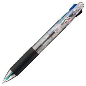 （まとめ） TANOSEE 油性4色ボールペン 0.7mm （軸色 クリア） バネクリップ仕様 1本 【×20セット】 - 拡大画像