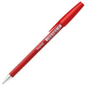 （まとめ） TANOSEE キャップ式油性ボールペン 0.7mm 赤 1本 【×100セット】 - 拡大画像