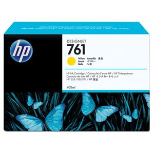 （まとめ） HP761 インクカートリッジ イエロー 400ml 染料系 CM992A 1個 【×3セット】 - 拡大画像