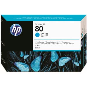 （まとめ） HP80 インクカートリッジ シアン 350ml 染料系 C4846A 1個 【×3セット】 - 拡大画像