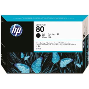 （まとめ） HP80 インクカートリッジ ブラック 350ml 染料系 C4871A 1個 【×3セット】 - 拡大画像