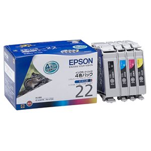 （まとめ） エプソン EPSON インクカートリッジ 4色パック IC4CL22 1箱（4個：各色1個） 【×3セット】 - 拡大画像