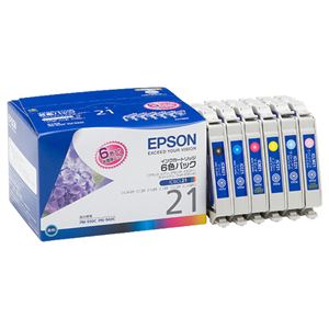 （まとめ） エプソン EPSON インクカートリッジ 6色パック IC6CL21 1箱（6個：各色1個） 【×3セット】 - 拡大画像
