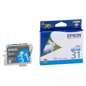 （まとめ） エプソン EPSON インクカートリッジ シアン ICC31 1個 【×4セット】 - 拡大画像