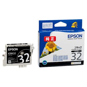 （まとめ） エプソン EPSON インクカートリッジ ブラック ICBK32 1個 【×4セット】 - 拡大画像